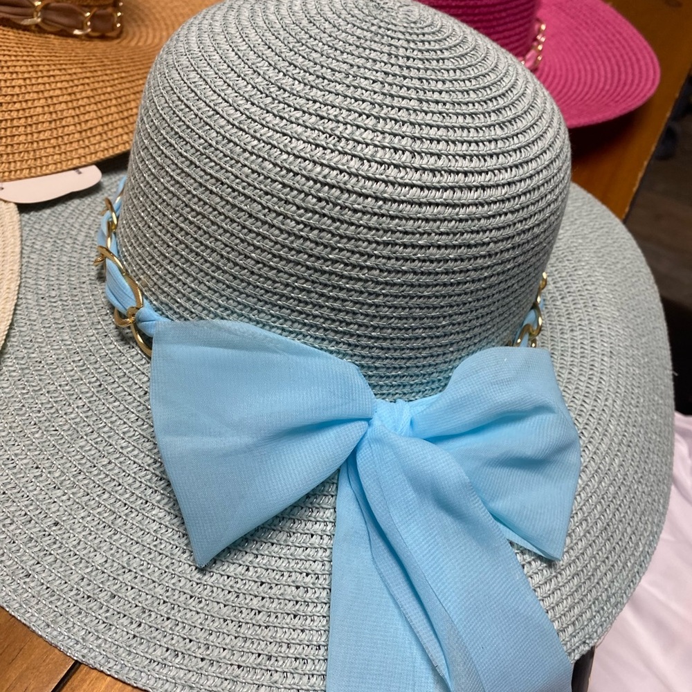 Elegant Blue Sun Hat with Bow